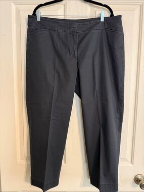 Eileen Fisher Straight-Leg Dark Grey Lightweight Cotton Pants - Sz 16